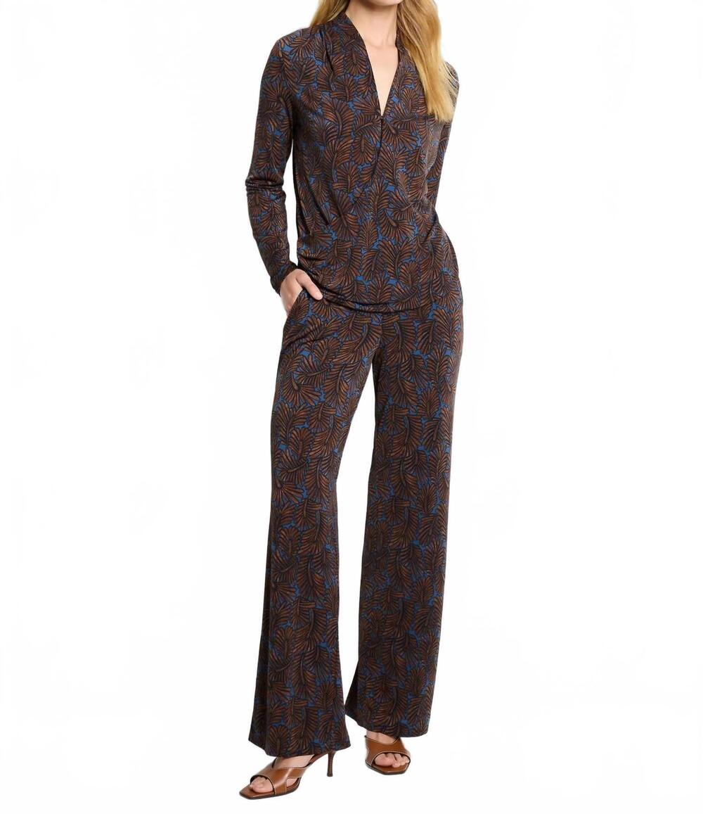 NEW NIC + ZOE feather fern wrap top in brown multi